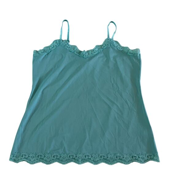 Fashion Bug Teal Lace Trim Cami Tank Y2K 2000s - Picture 1 of 5